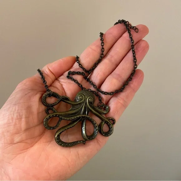Brass Octopus Chain Necklace - Picture 11 of 12